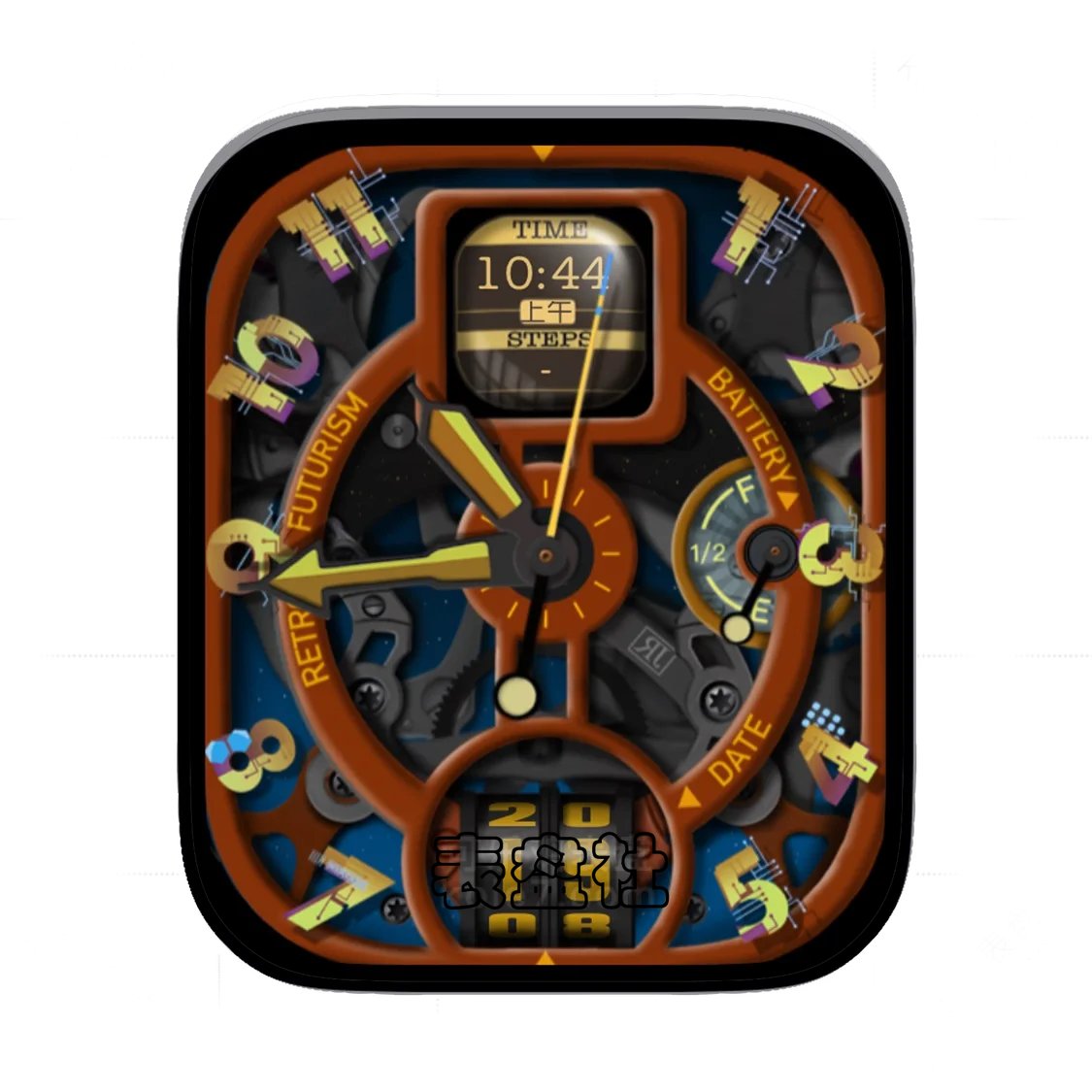 RJ褐色3D质感炫酷时间数字Ultra专用表盘