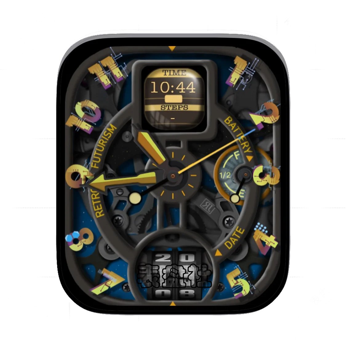 RJ灰黑3D质感炫酷时间数字Ultra专用表盘