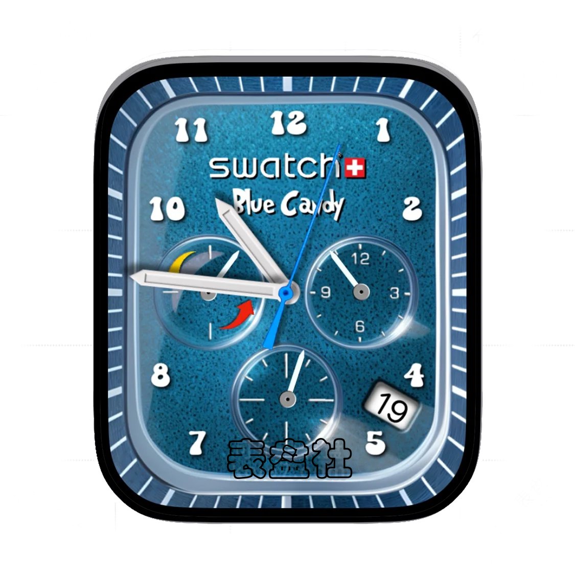 Swatch斯沃琪蓝盘三盘式简约年历表盘