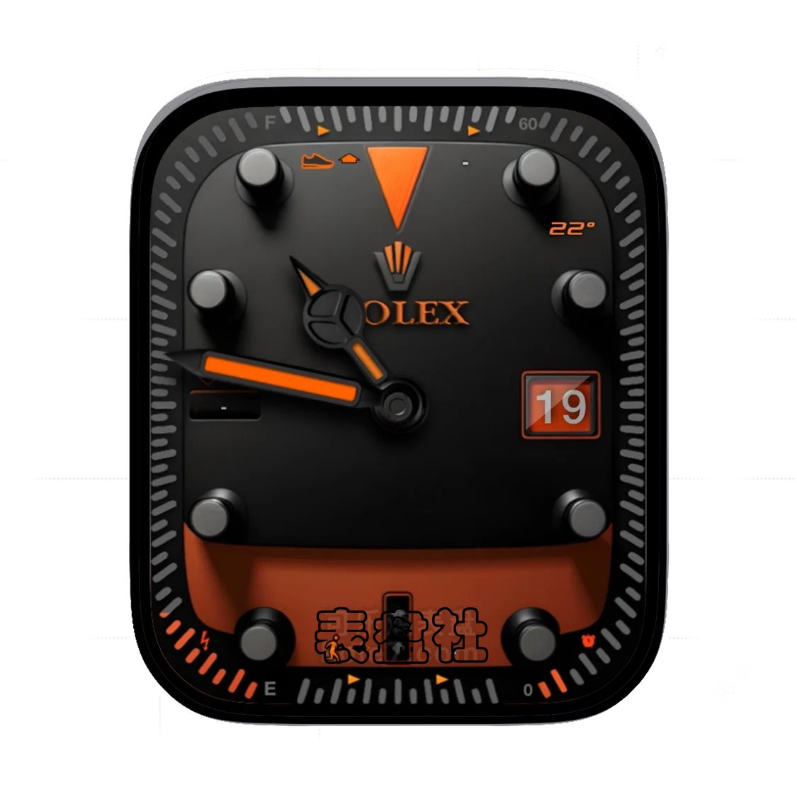 Rolex劳力士橙黑3D质感简约年历表盘