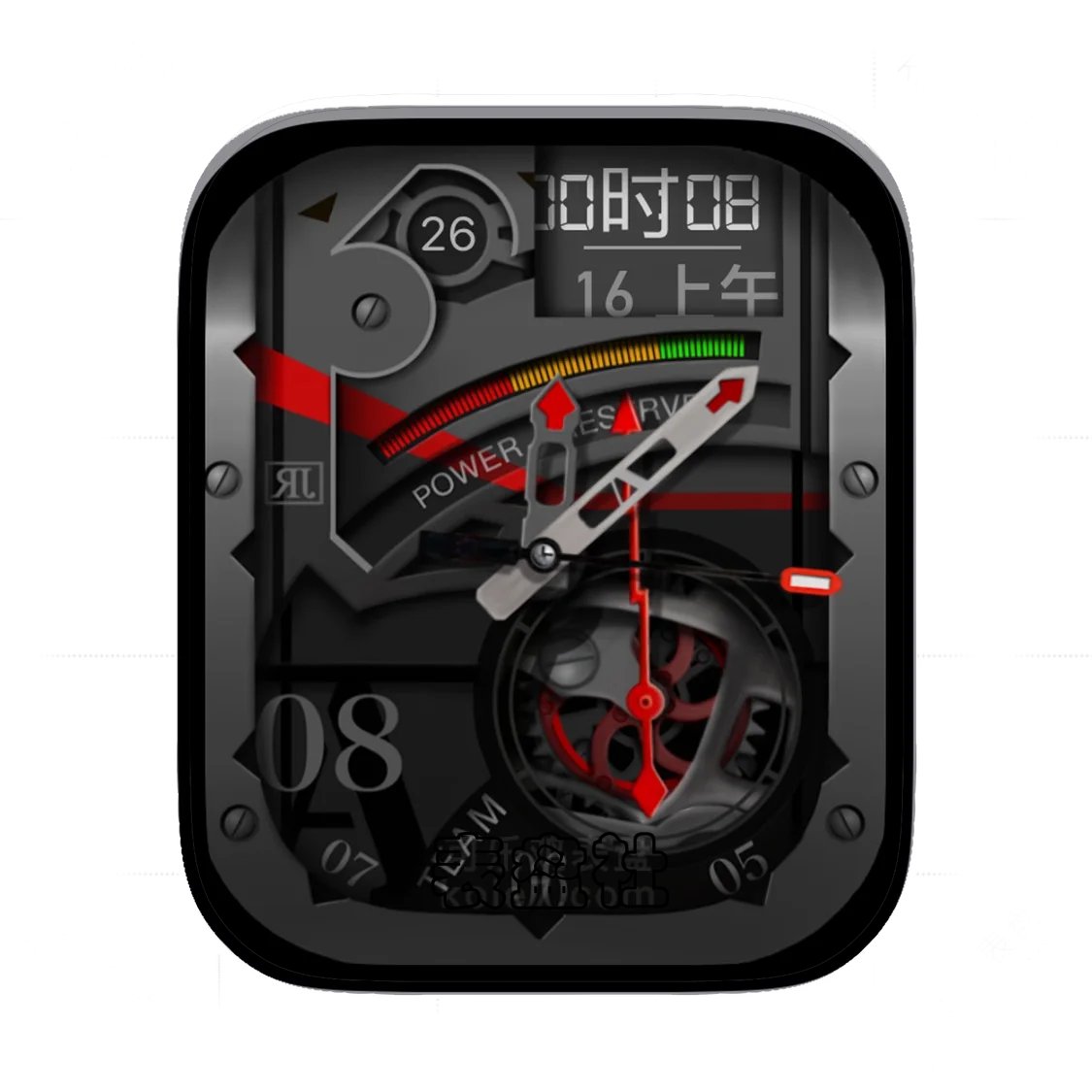 RJ酷黑3D金属质感机械齿轮表盘