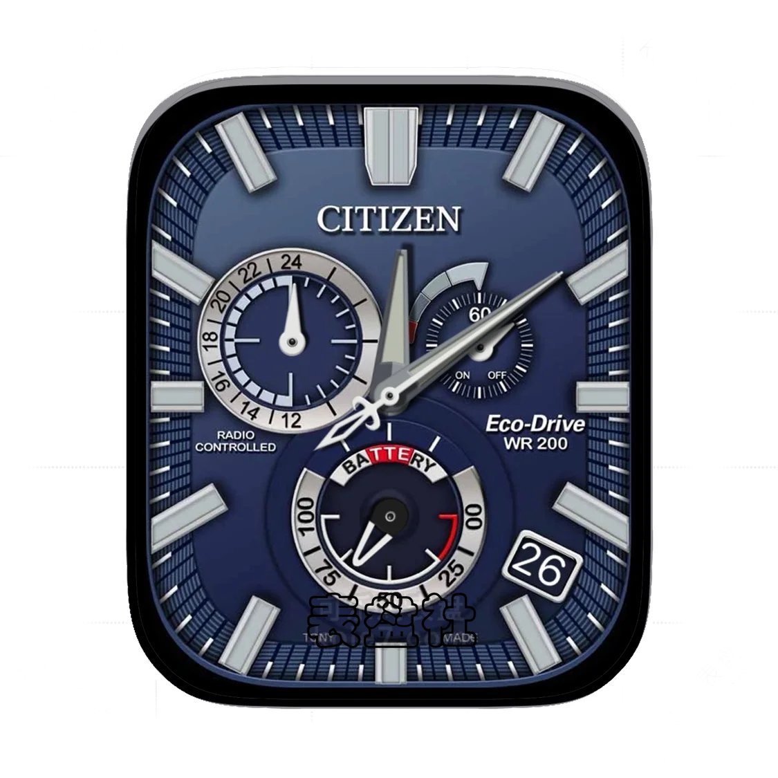 CITIZEN西铁城高级金属拉丝蓝三盘式ultra专用表盘