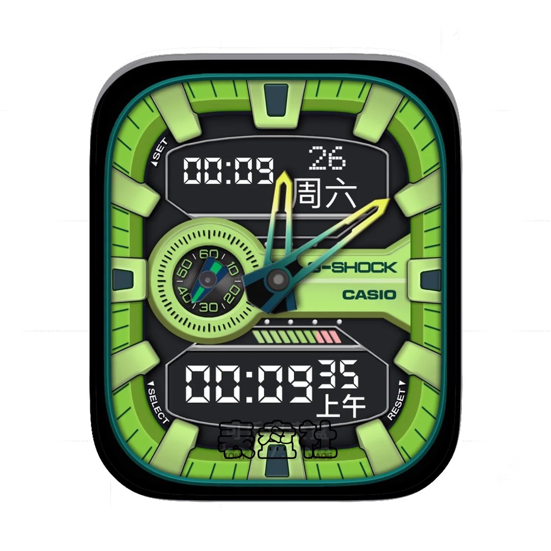 Casio卡西欧高级荧光绿3D质感ultra专用表盘