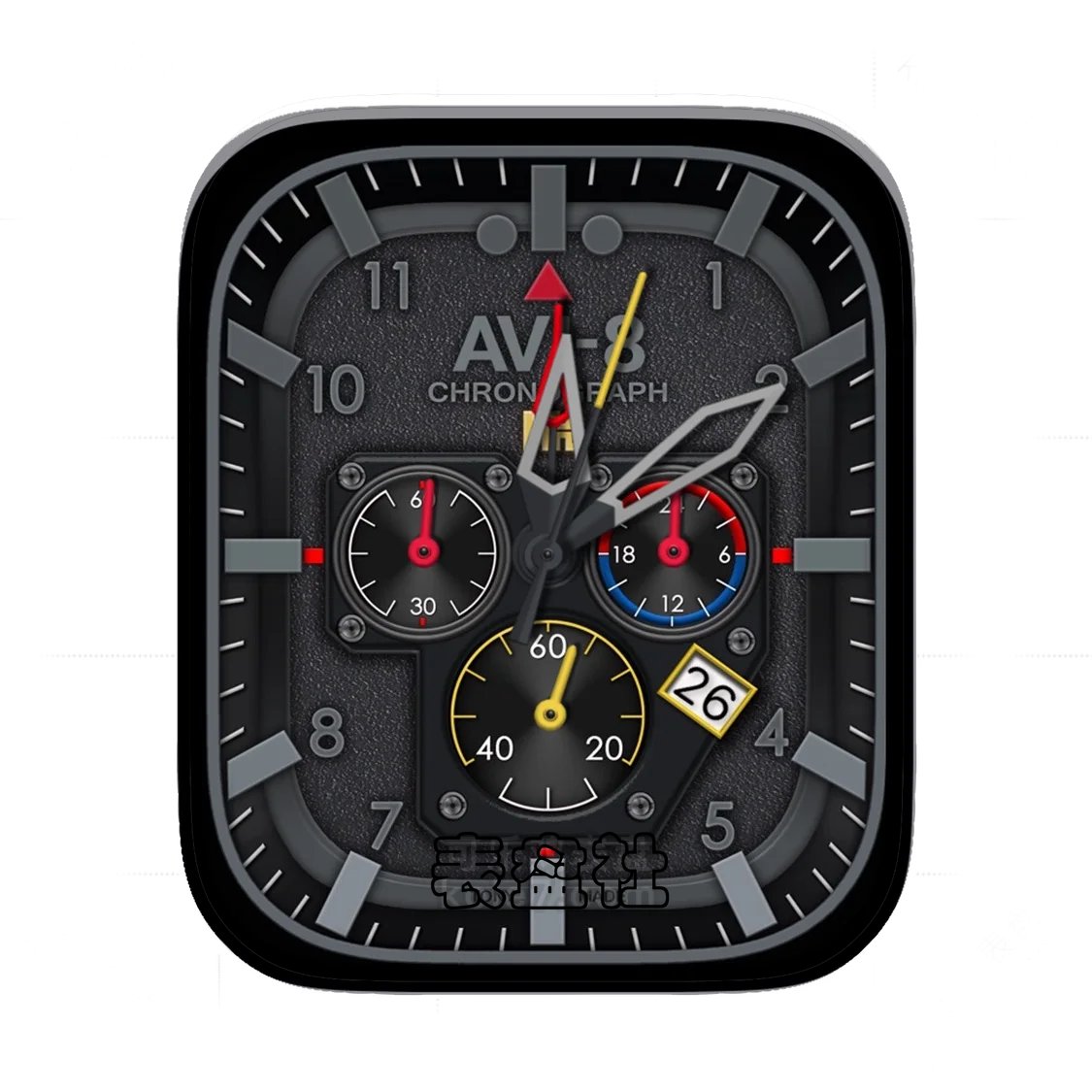 AVI-8高级磨砂黑三盘式年历ultra专用表盘