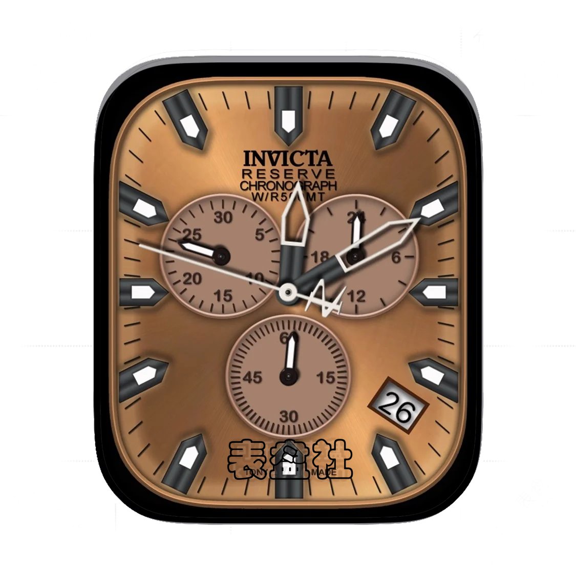 INVICTA因维克塔褐色金属拉丝三盘式年历ultra专用表盘