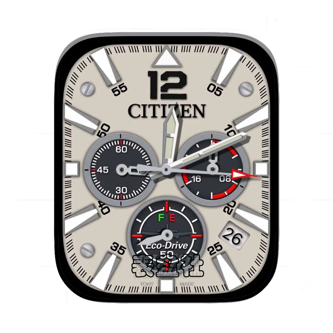 CITIZEN西铁城高级3D质感三盘式ultra专用表盘