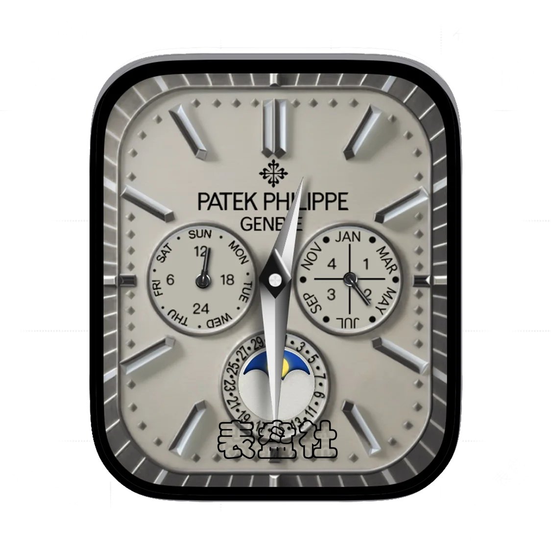 Patek Philippe百达斐丽灰底三盘式3D质感表盘