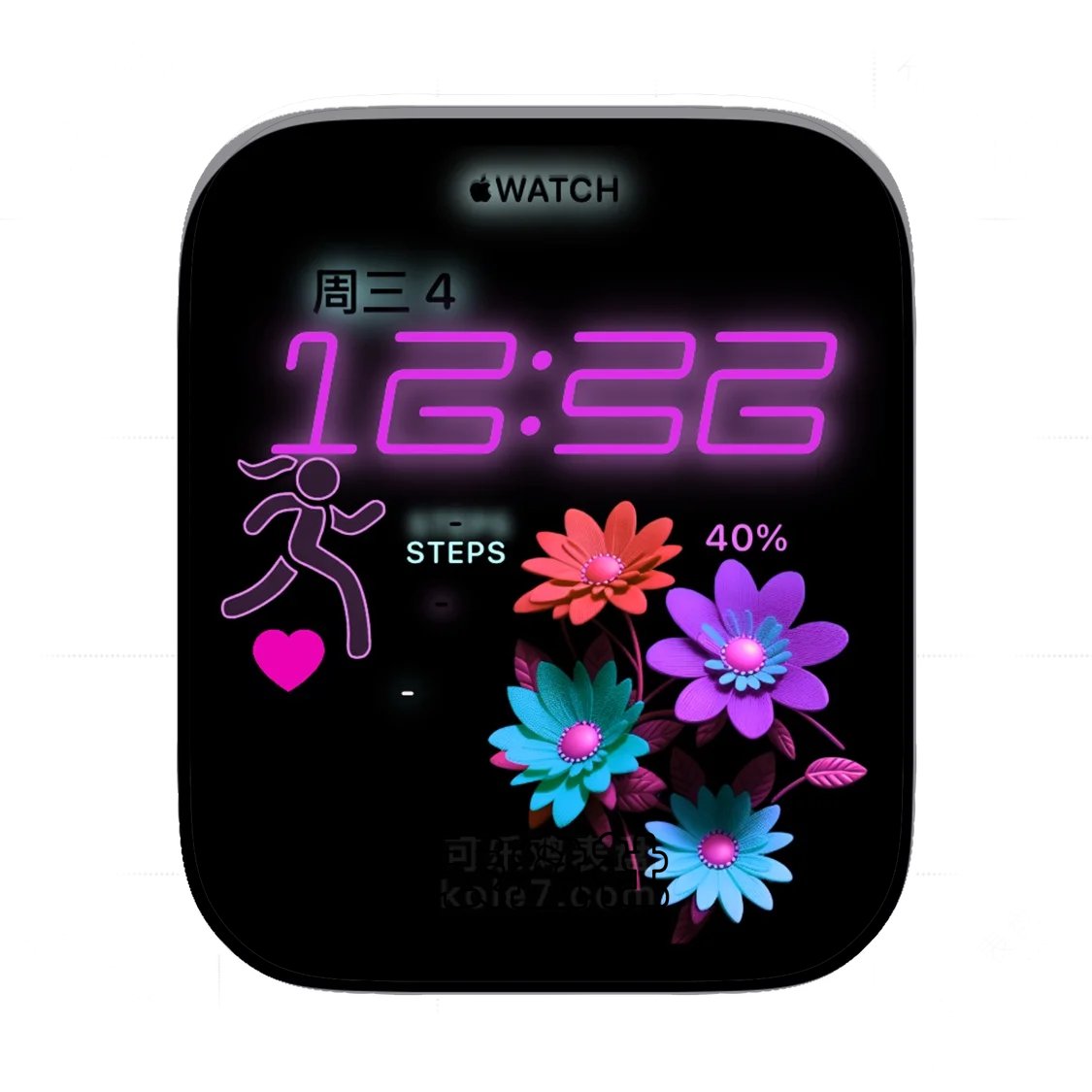 Apple五彩花简约数字表盘