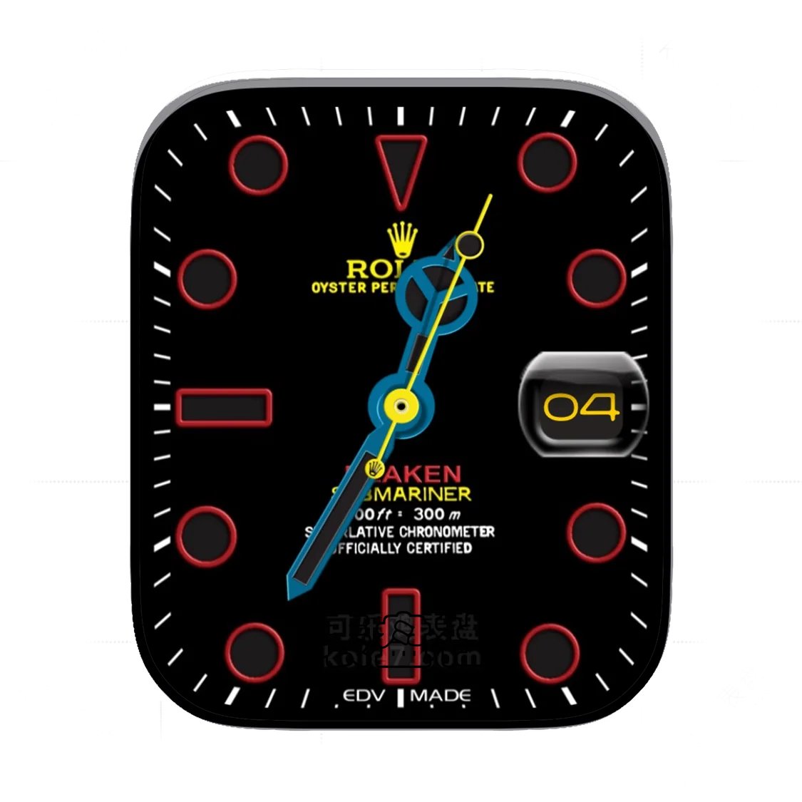 Rolex劳力士红色时间刻度简约数字年历表盘