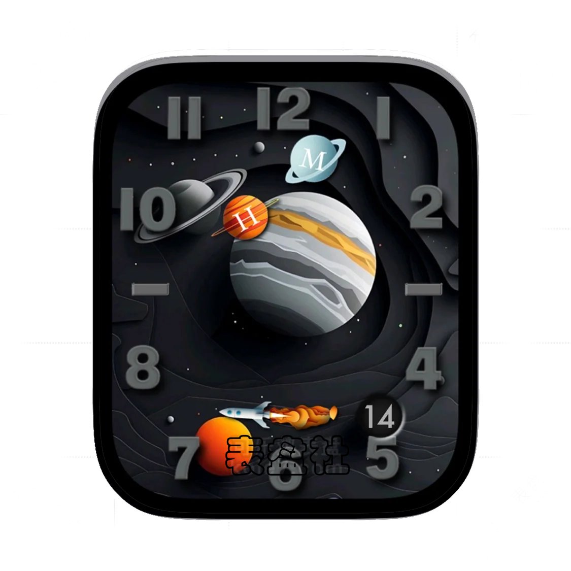 星球简约数字表盘
