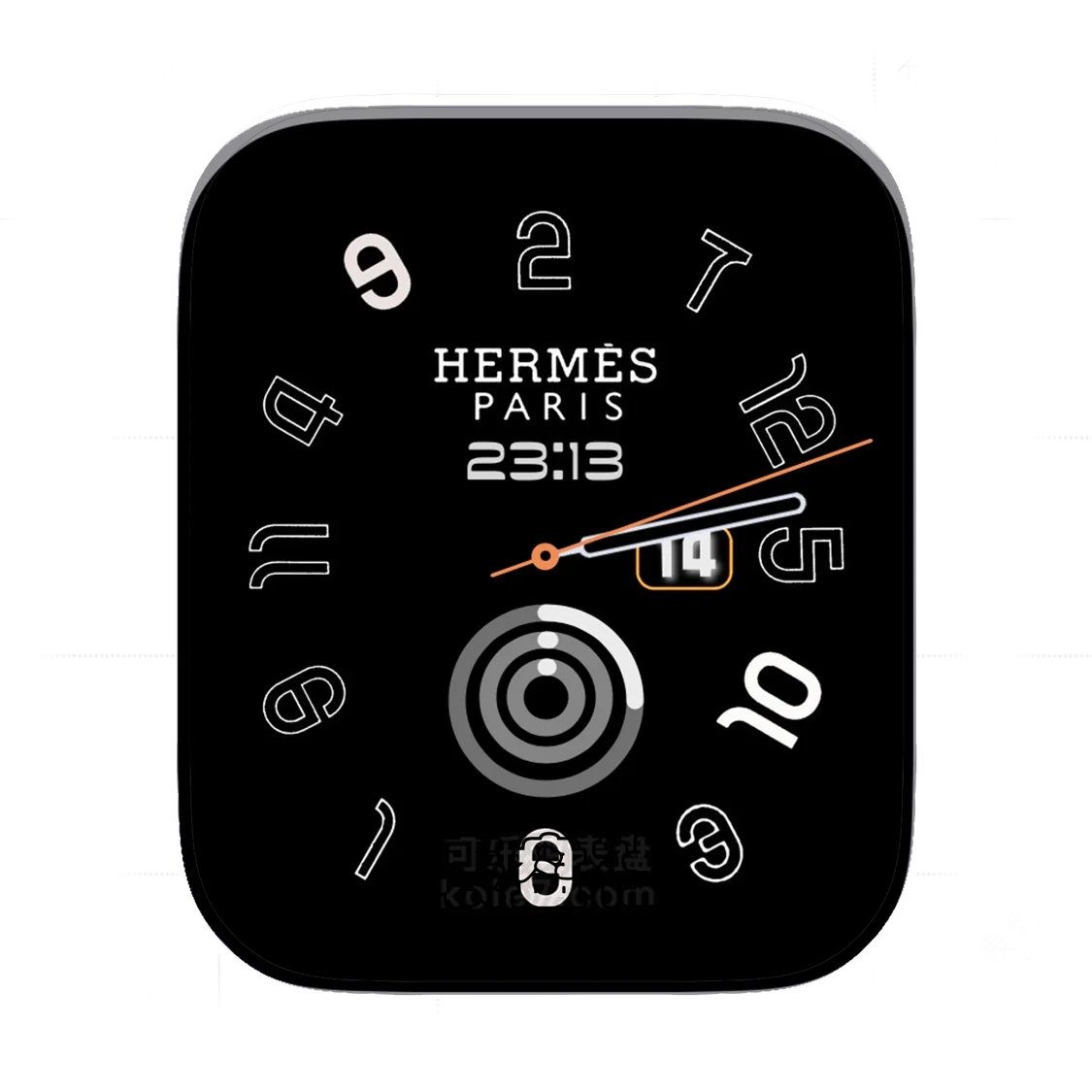 HERMES爱马仕酷黑简约数字年历表盘