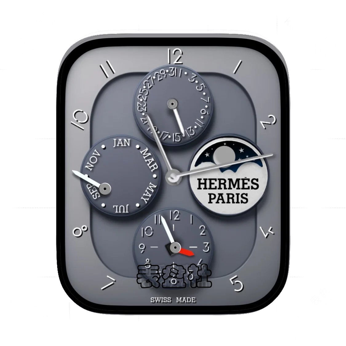 HERMES爱马仕四盘式简约数字表盘