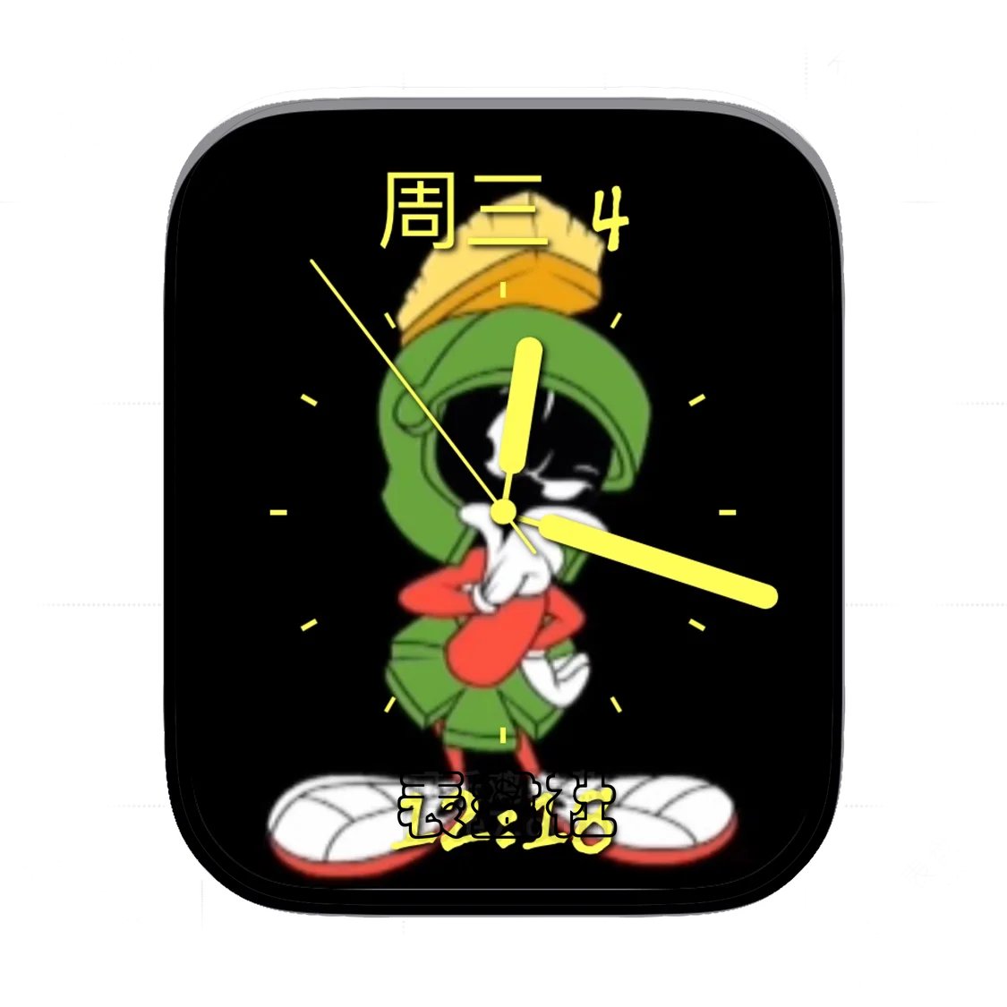 可爱火星人马文黑色背景简约表盘