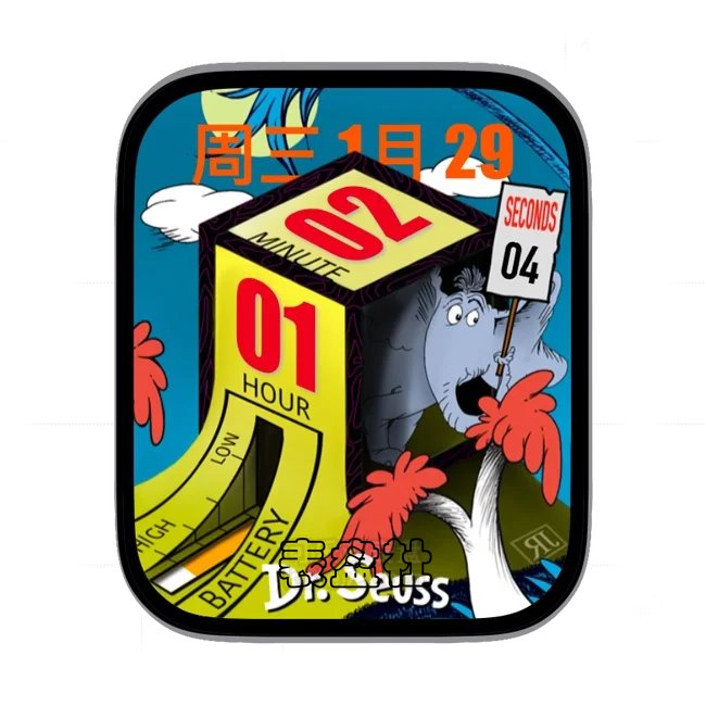 dr seuss美国卡通杂志大象举牌复古表盘