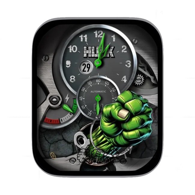 绿巨人hulk巨大拳头插画卡通漫威经典机械仪表表盘