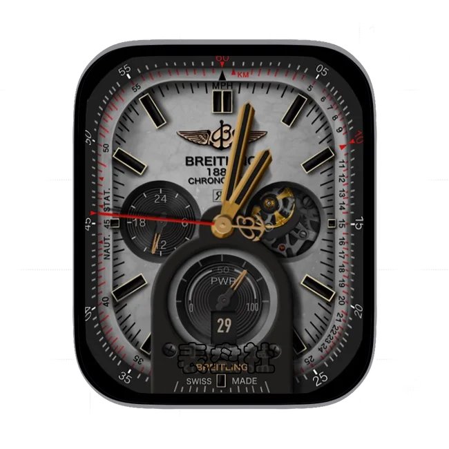 Breitling百年灵三盘机械黑白金陀飞轮表盘