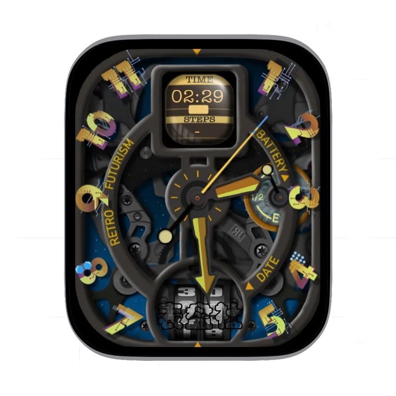 retrofuturism复古未来主义复杂机械黑金表盘