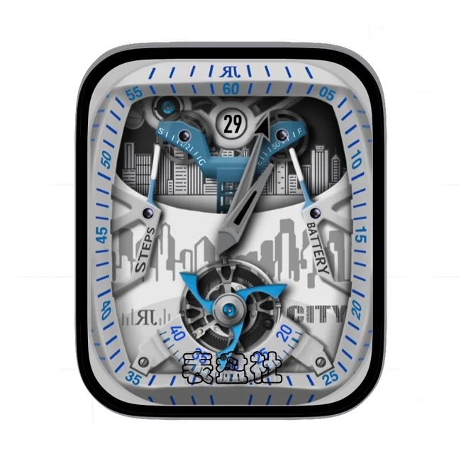 the city day城市剪影蓝白灰多色机械表盘