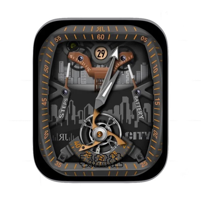 the city day城市剪影棕黄灰黑多色表盘