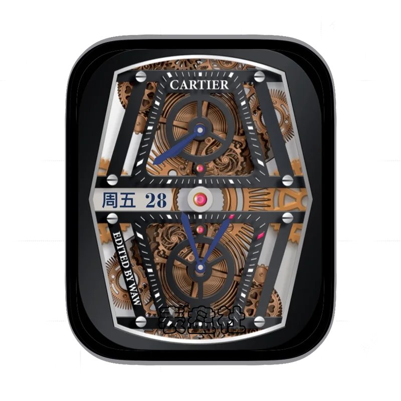 Cartier卡地亚高级黑底金属质感机械陀飞轮Ultra专用表盘