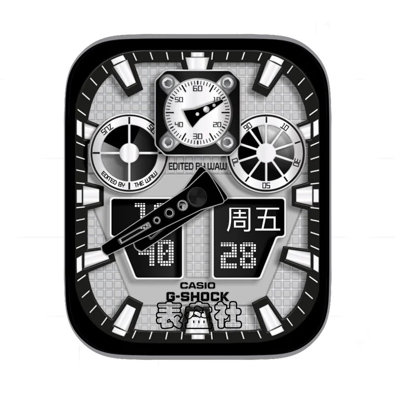 Casio卡西欧高级灰黑简约数字Ultra专用表盘