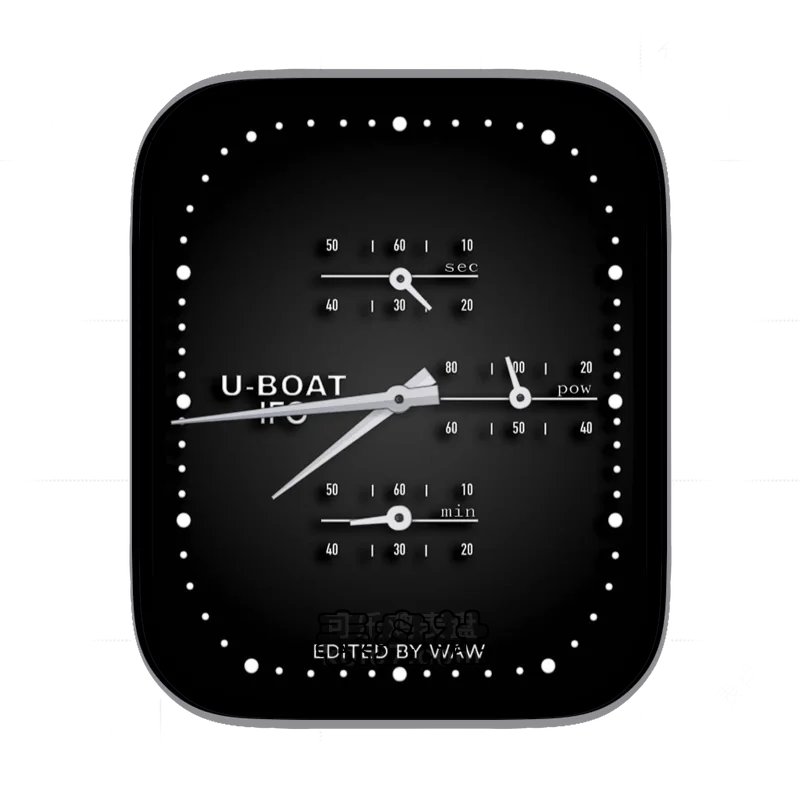 U-BOAT简约三盘式黑底Ultra专用表盘