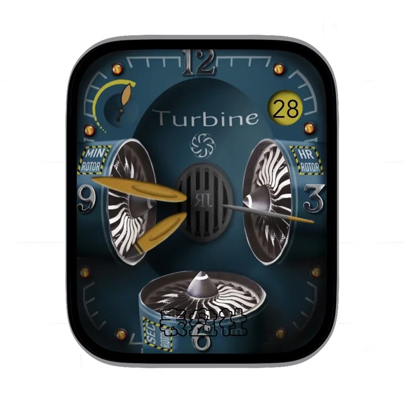 Turbine飞机涡轮蓝底简约数字表盘