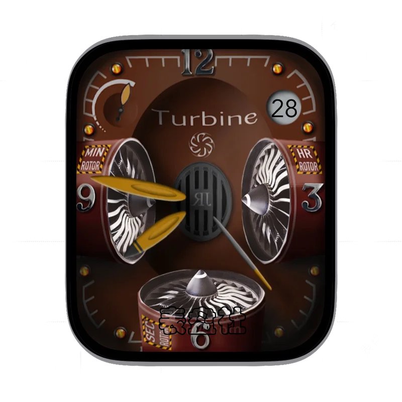 Turbine飞机涡轮褐底简约数字表盘