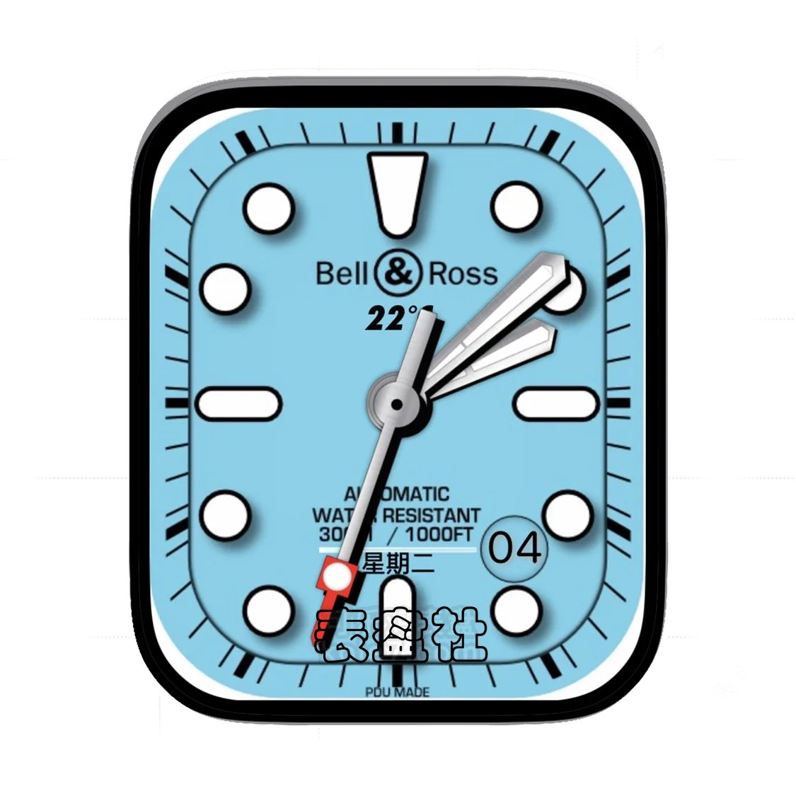 Bell@Ross柏莱士浅蓝底简约数字Ultra专用.表盘