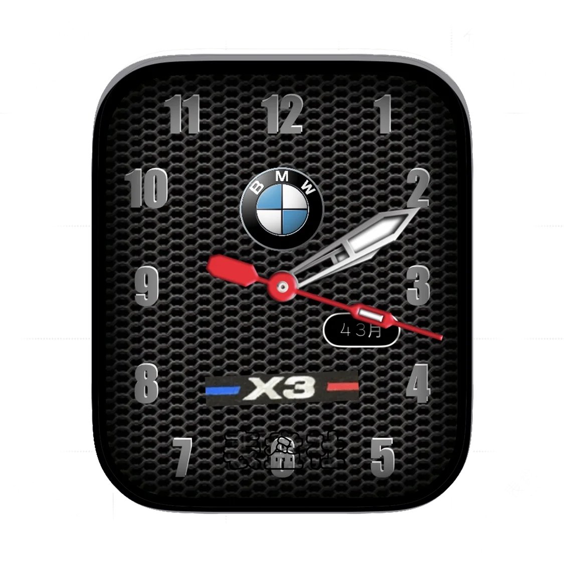 BMW宝马酷黑网格简约数字年历表盘