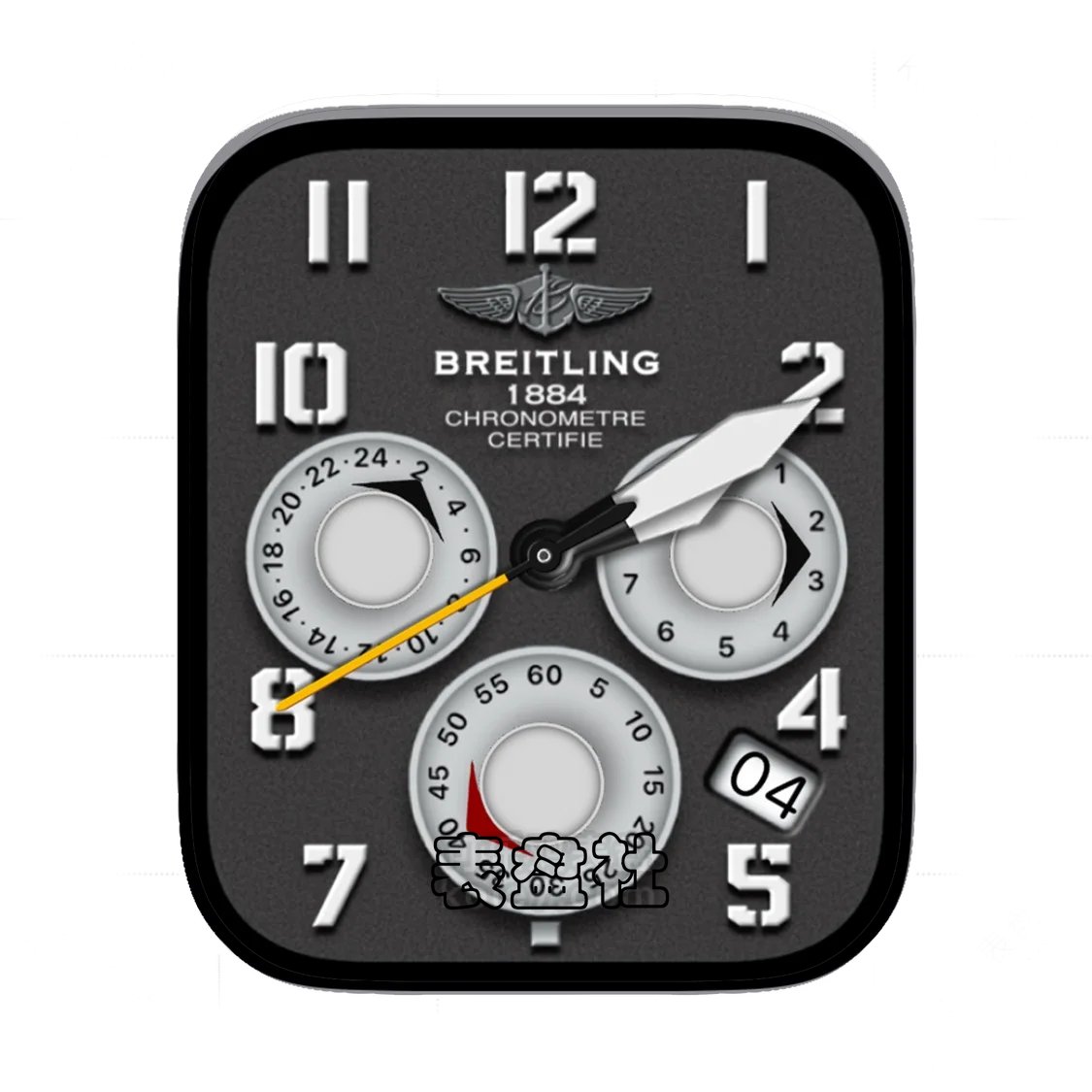 Breitling百年灵磨砂灰三盘式简约数字表盘