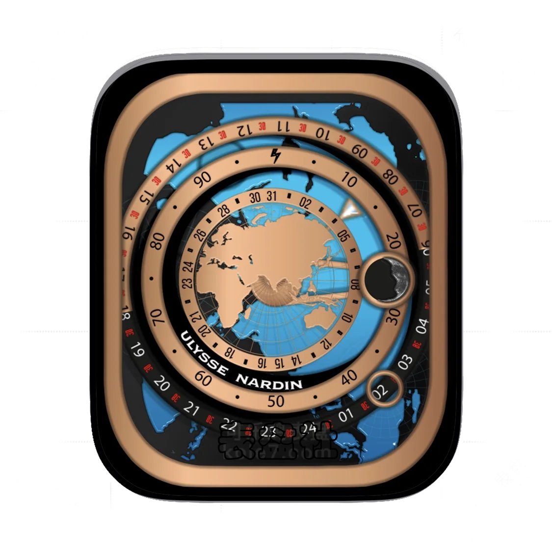 ULYSSENARDIN瑞士雅典表金色世界地图Ultra专用表盘