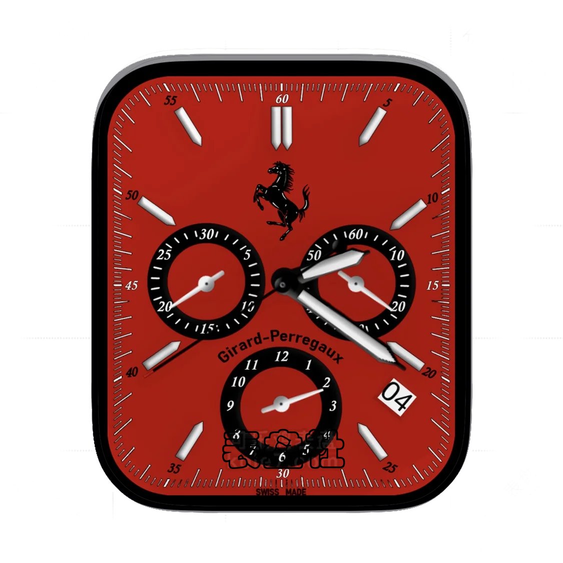 Ferrari法拉利红底三盘式年历表盘