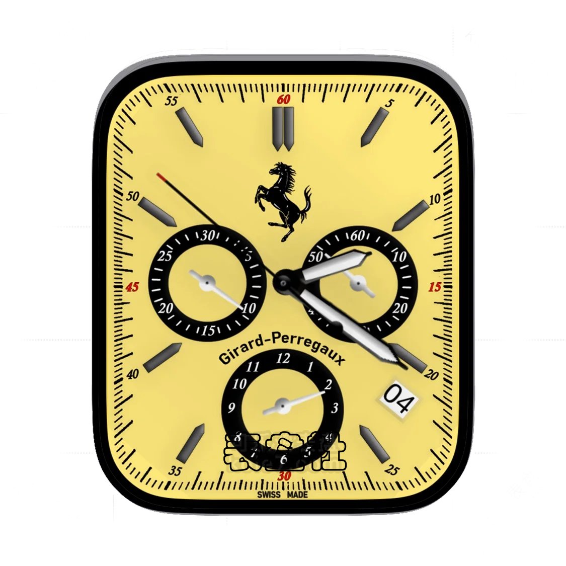 Ferrari法拉利黄底三盘式年历表盘