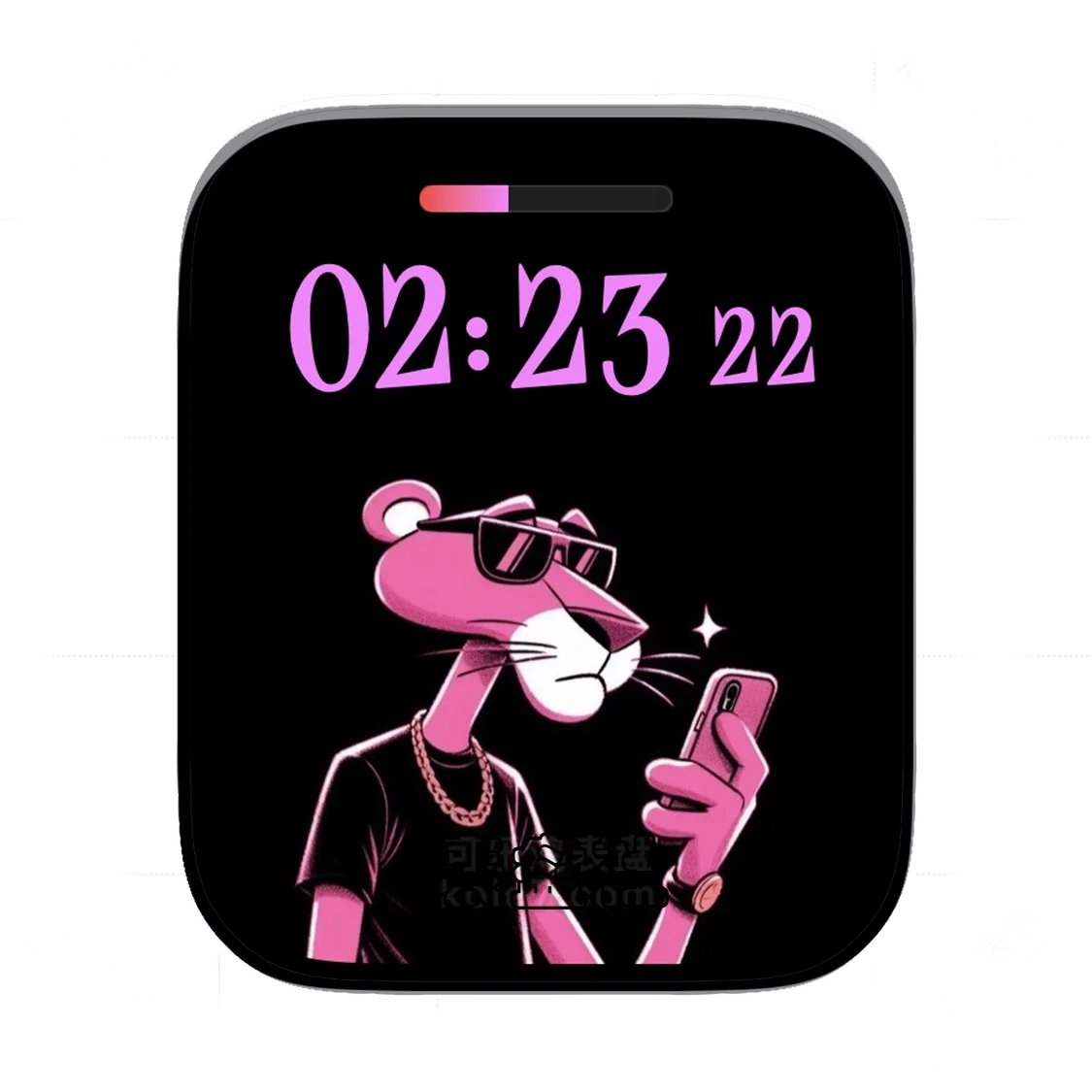粉红豹看手机简约表盘