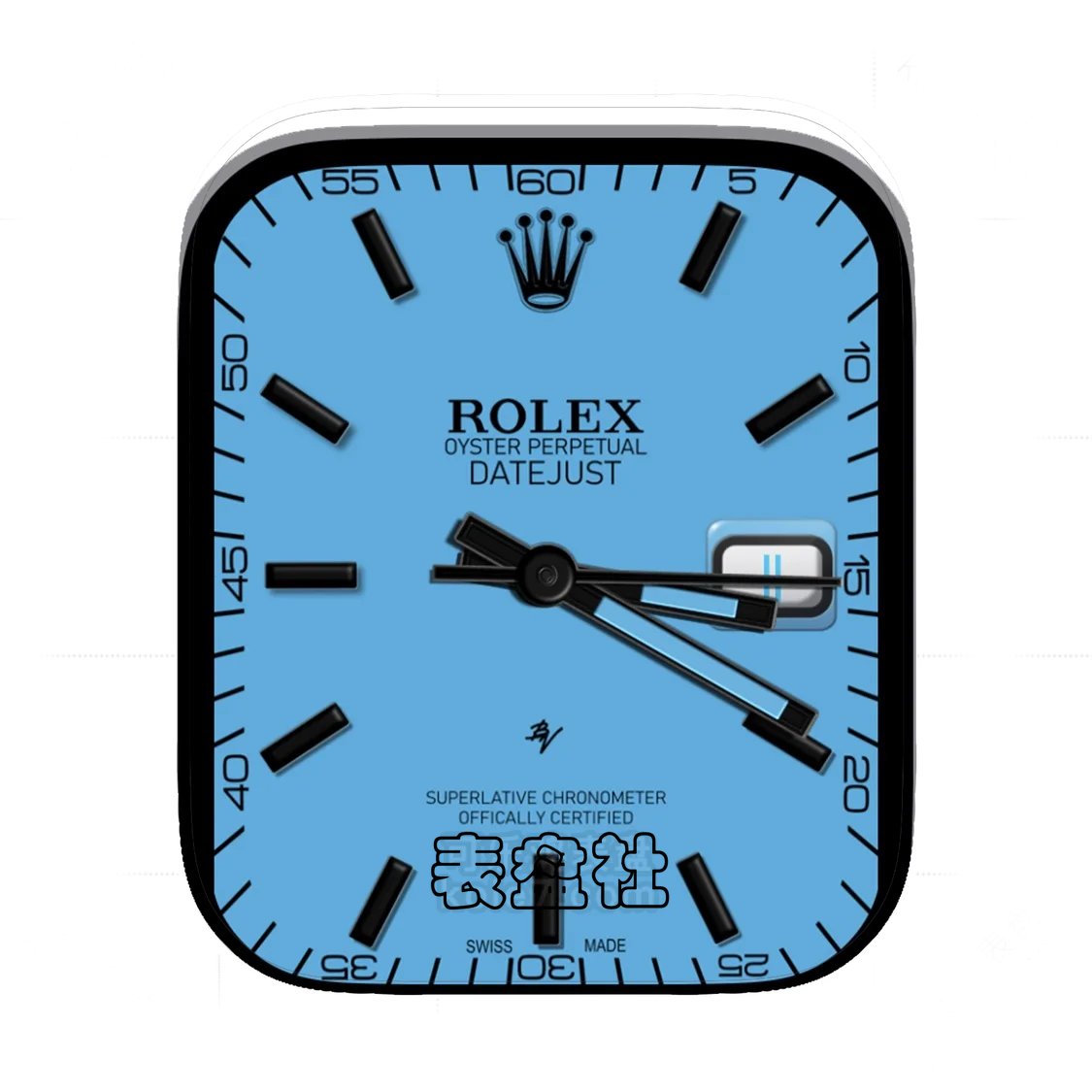 Rolex劳力士蓝底简约年历表盘