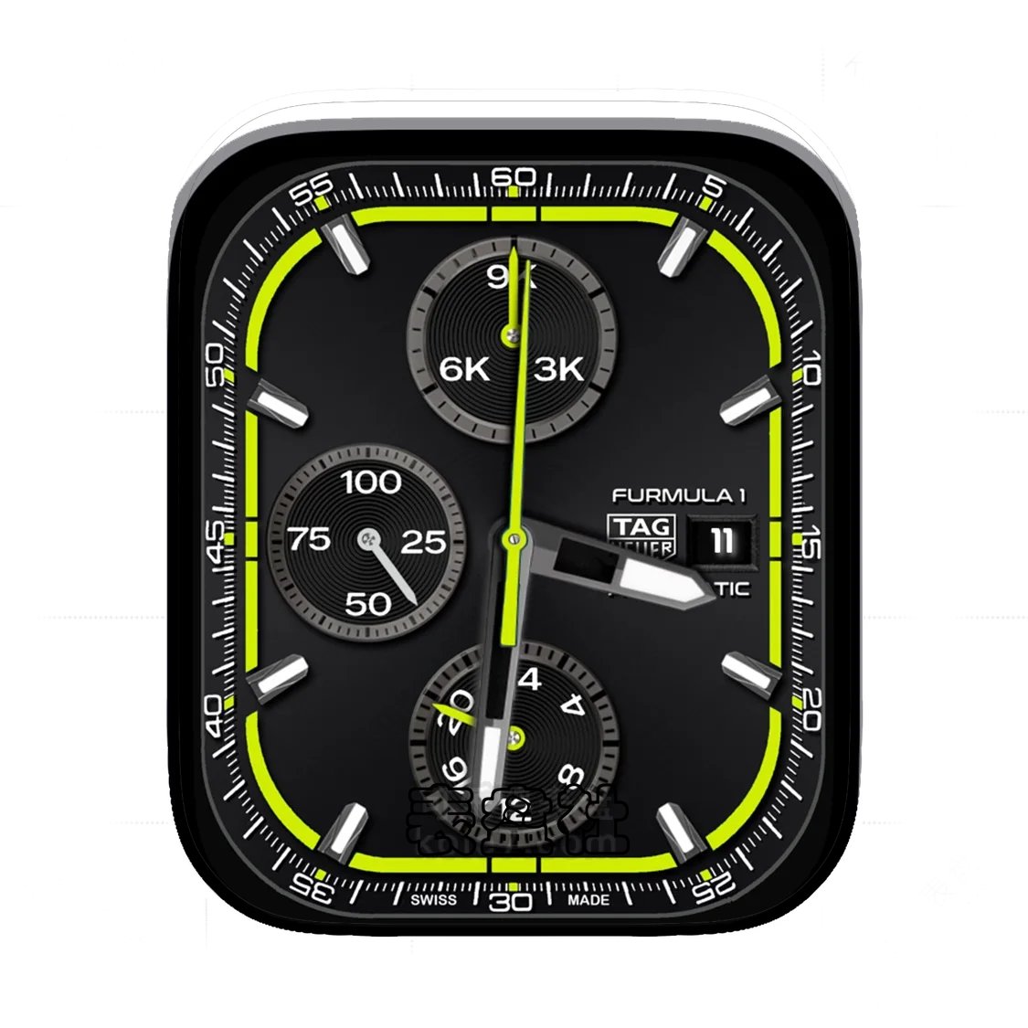 TAG-HEUER泰格豪雅酷黑绿三盘式年历Ultra专用表盘