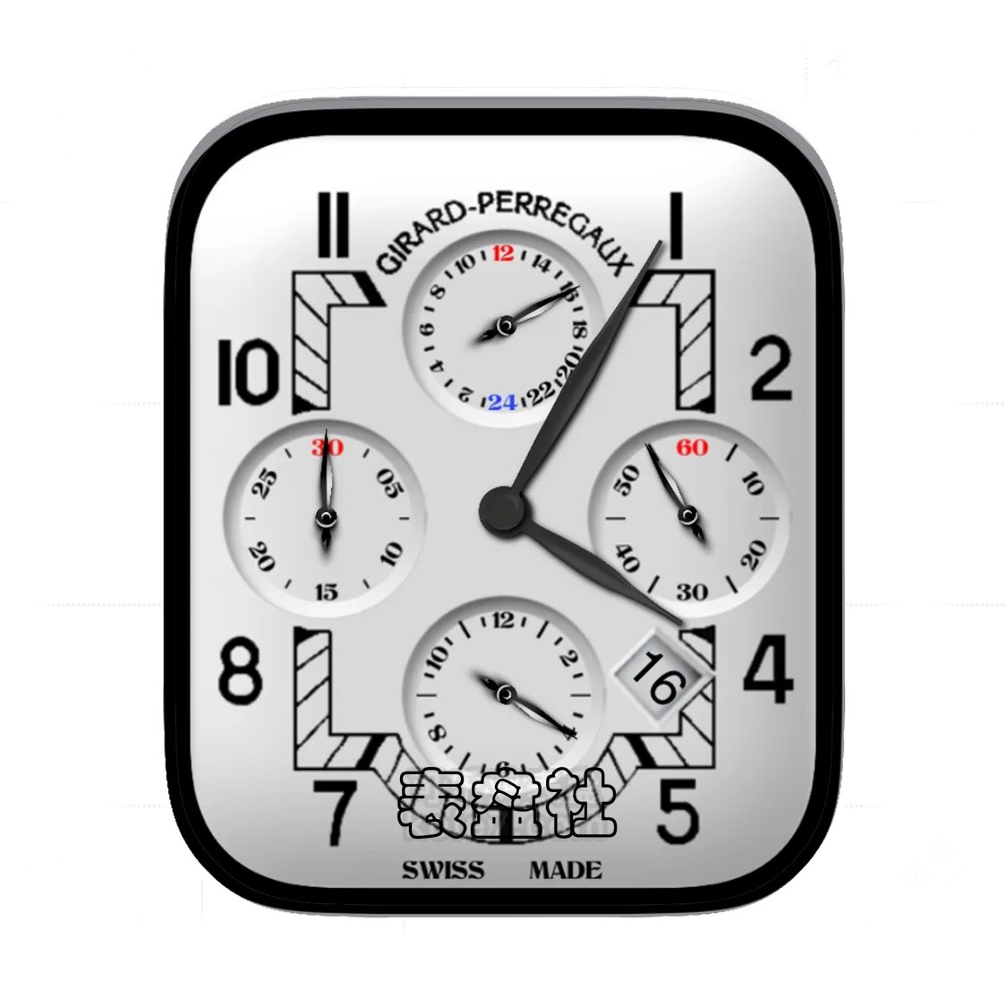 GP芝柏经典4盘式简约数字表盘