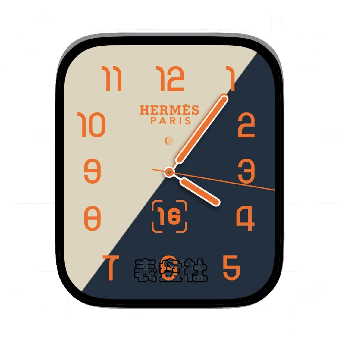 HERMES爱马仕双拼深蓝简约数字表盘