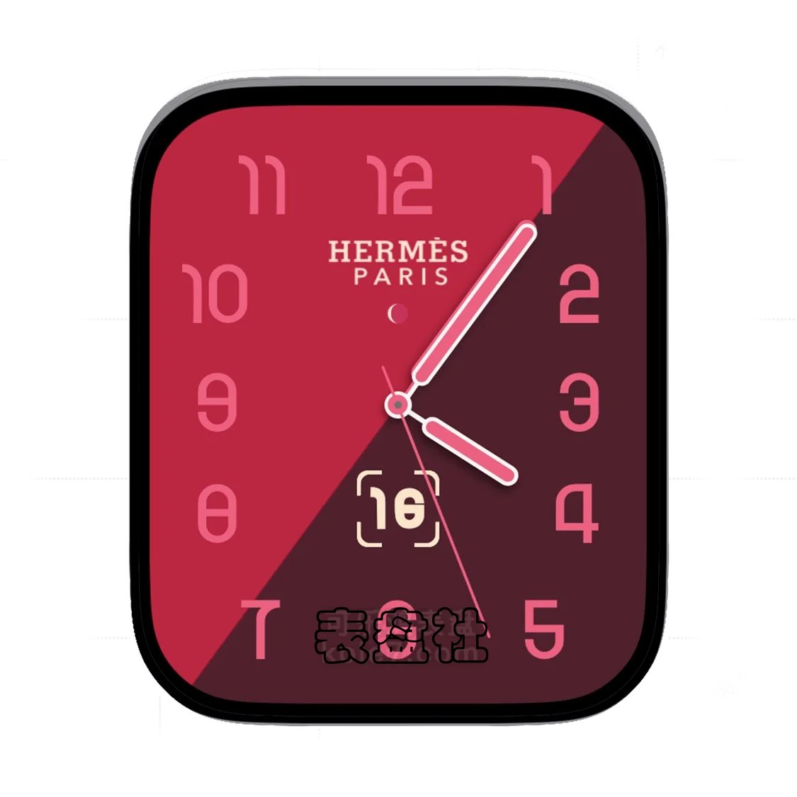 HERMES爱马仕双拼红简约数字表盘