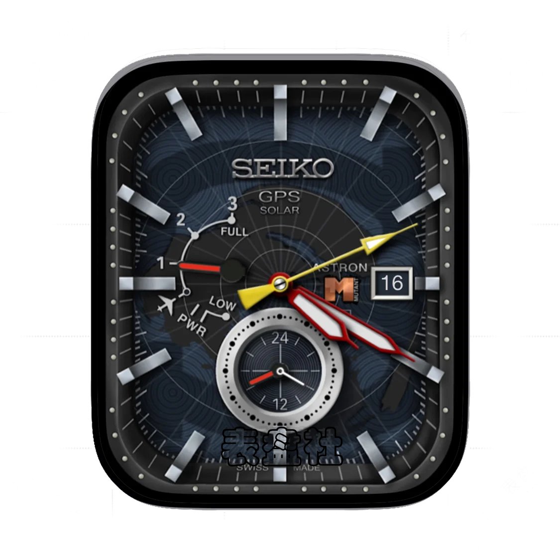 SEIKO精工北极地图双盘式年历表盘