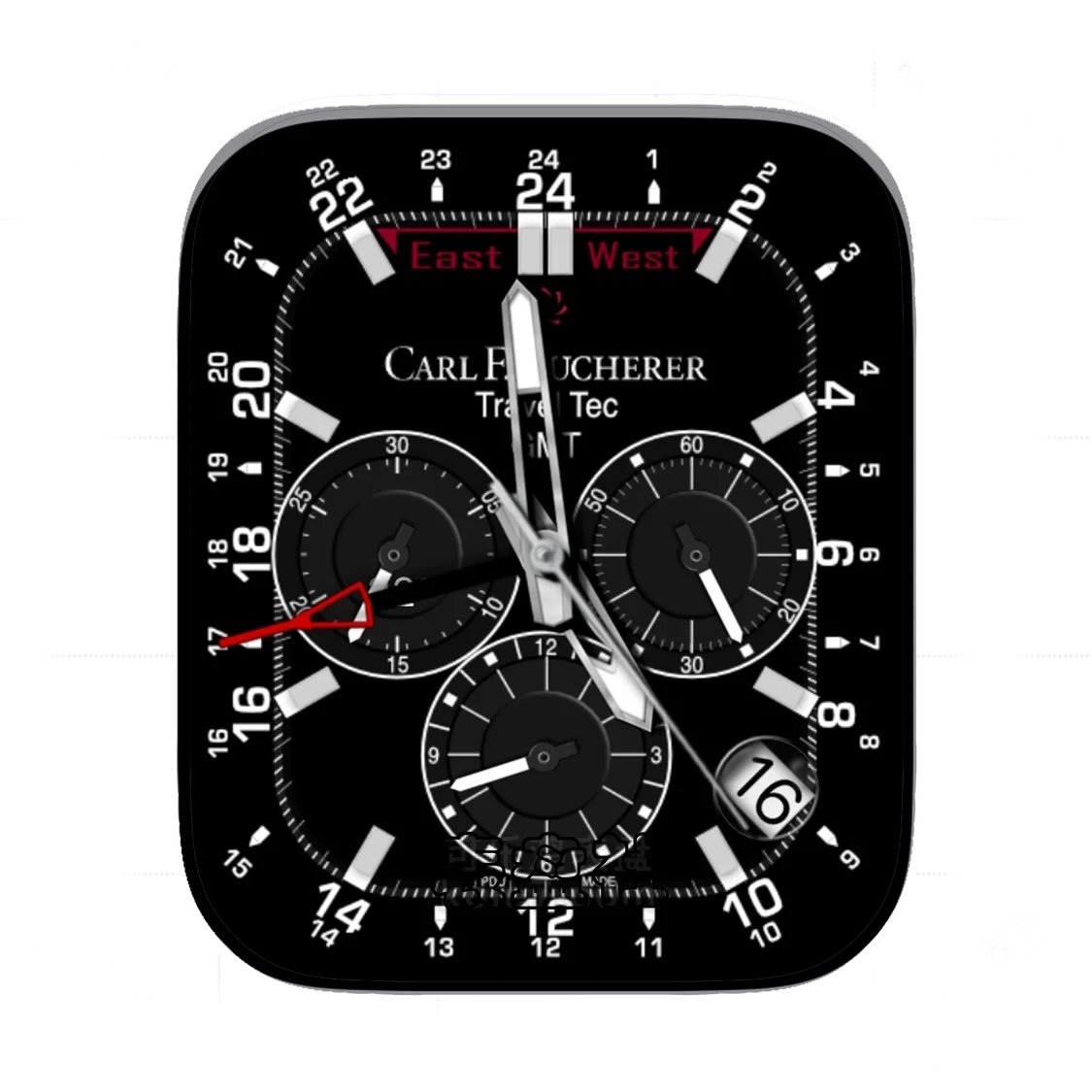 carlfbucherere宝齐莱酷黑三盘式表盘