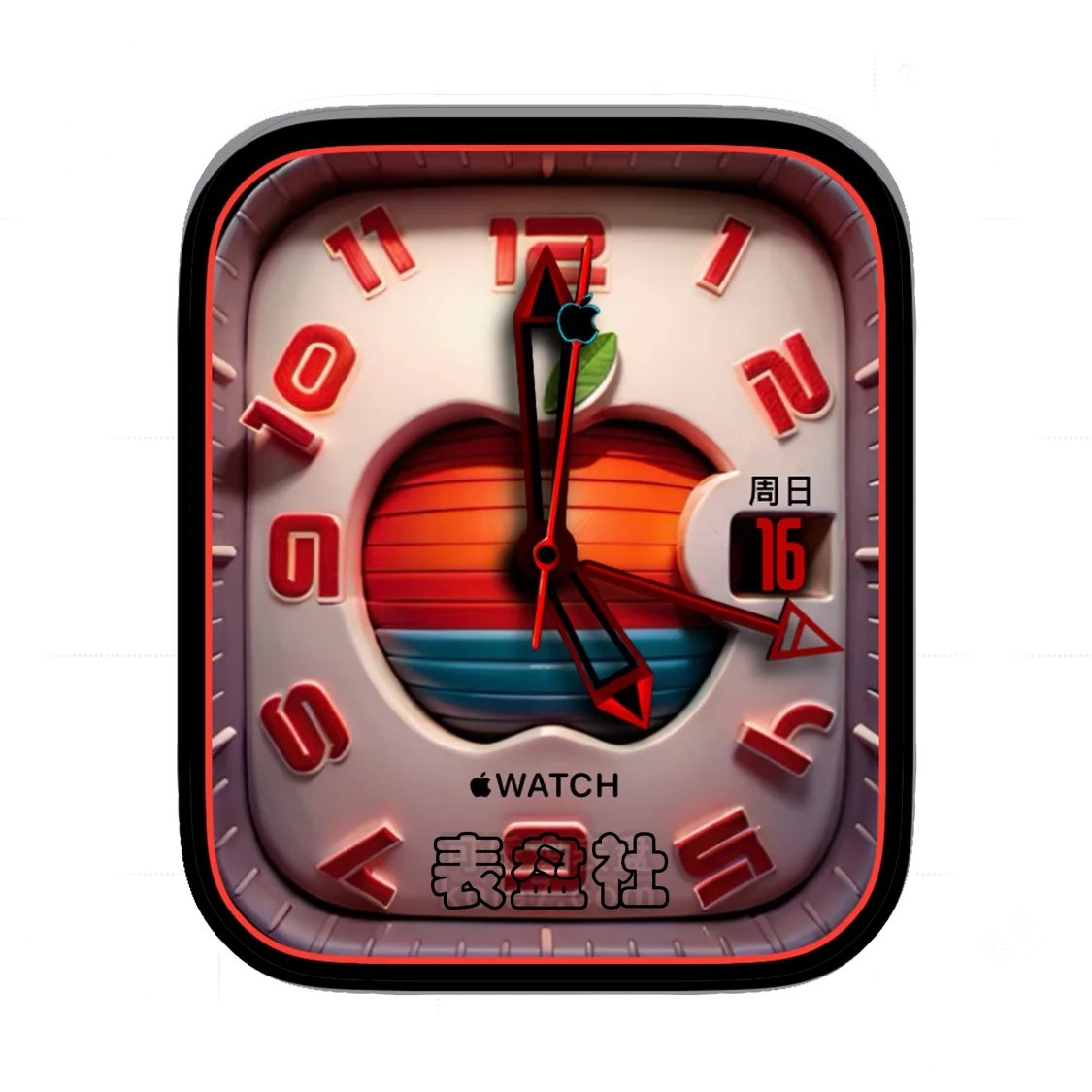 Apple苹果logo简约红数字表盘