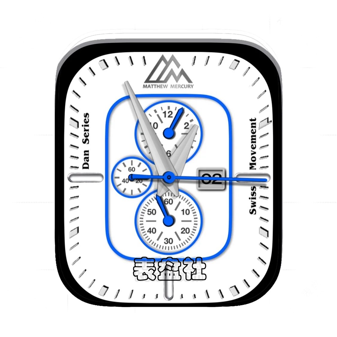 Matthew mercury三盘式简约蓝白配色Ultra专用表盘