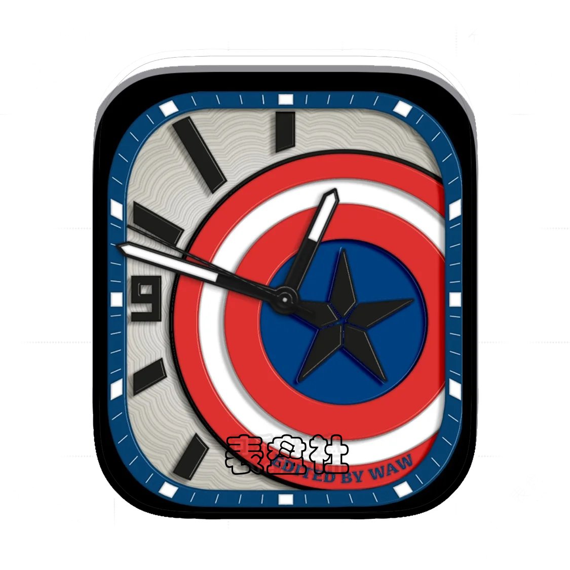 美国队长之盾简约黑色数字Ultra专用表盘