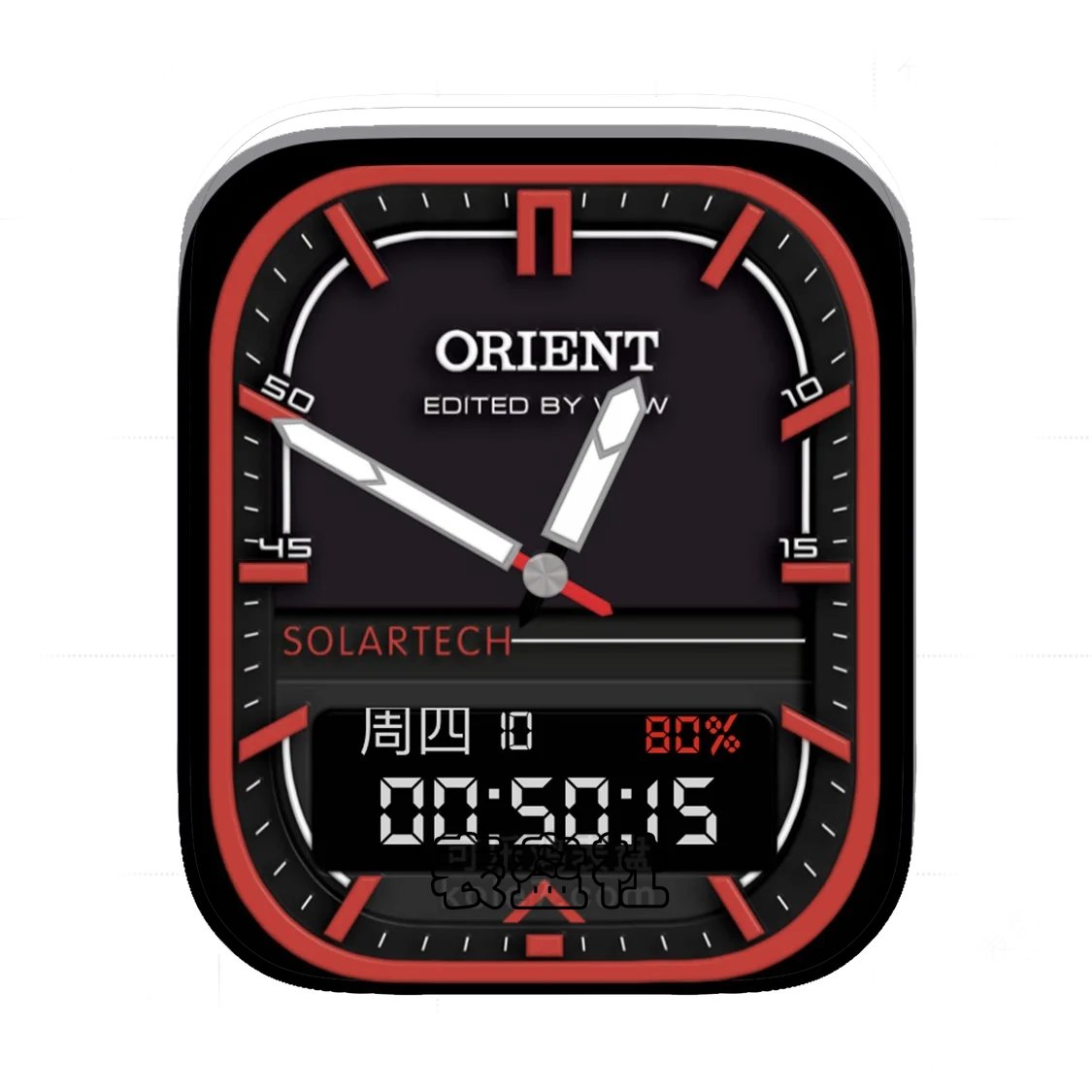 Orient东方双狮红边底简约数字Ultra专用表盘