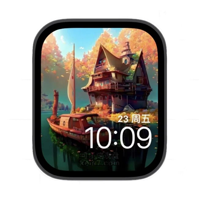 3D秋景小木楼苹果手表iwatch壁纸表盘