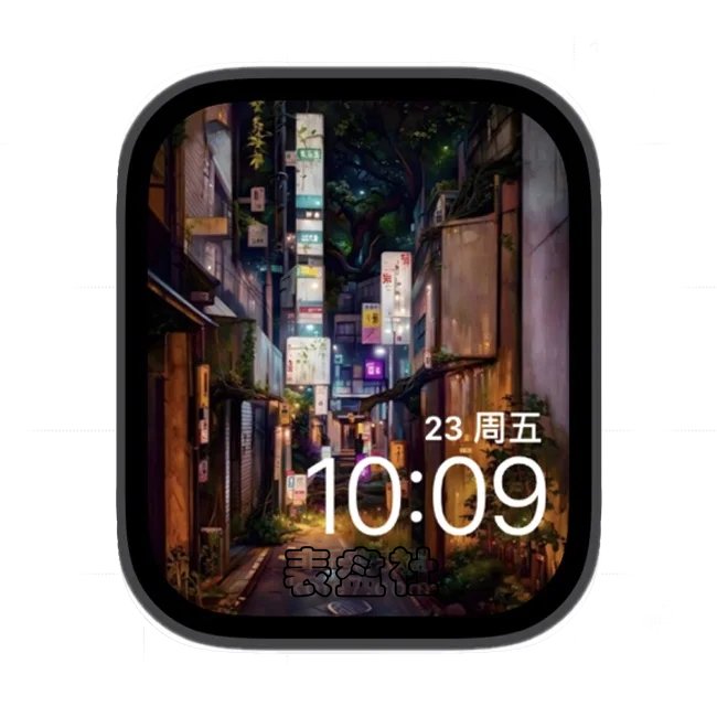 城市街巷灯火苹果手表iwatch壁纸表盘