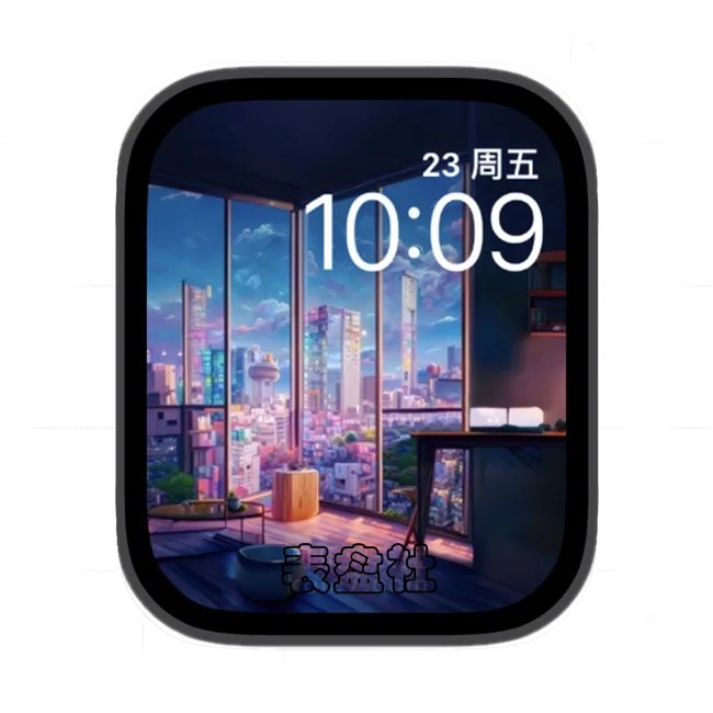 3D城市高楼景色苹果手表iwatch壁纸表盘