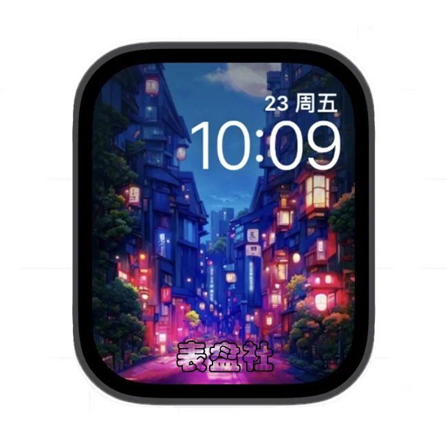 城市街巷灯火苹果手表iwatch壁纸表盘